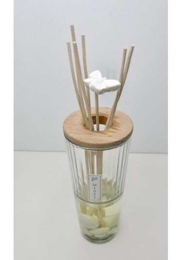 MASİF AHŞAP KAPAKLI DEKORLI FİTİLLİ CAM DARK AMBER ODA KOKUSU