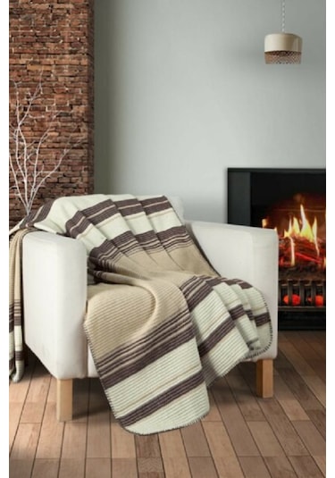 Örgü Kahve Tek Kişilik Battaniye 150x200 & Örgü Battaniye