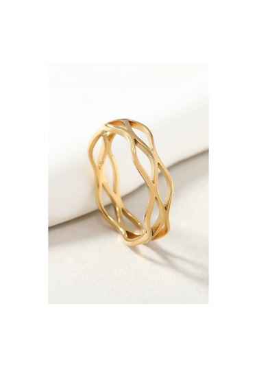 Chavin Çelik Gold Sarmal Model Bayan Yüzük Ev29sr 001