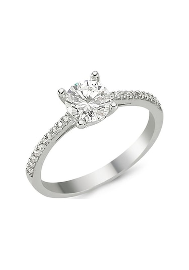 5 Carat Tek Taş 925 Ayar Gümüş Yüzük Sevgiliye Hediye