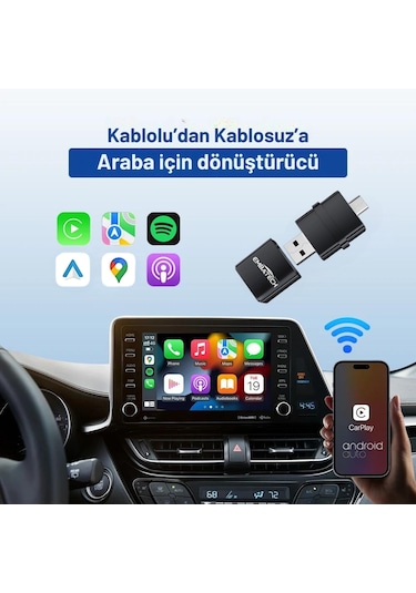 Embatech 2in1 Kablosuz Android Auto Ve Carplay Adaptörü Emt-006