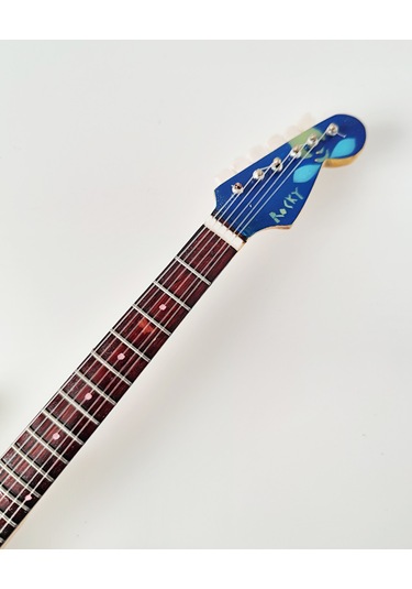 El Yapımı 1/4 Ölçek Minyatür Elektro Gitar Stratocaster Rocky Bl