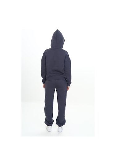 Toontoy Kız Çocuk Kapüşonlu Eşofman Takım Füme Melanj