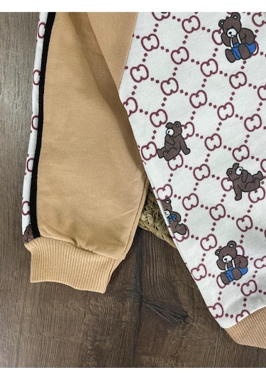 Panda Baskılı Relaxed Eşofman Takımı Sütlü Kahve