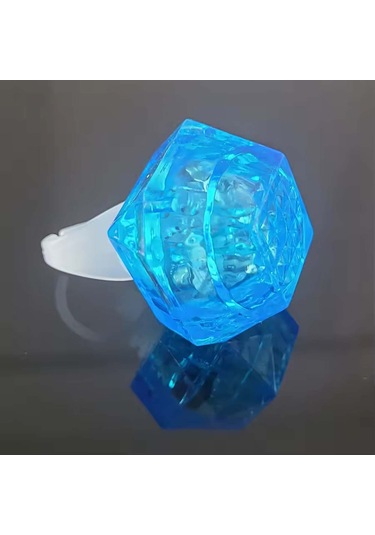 Kristal Tasarımlı Led Glow Işıklı 3 Modlu Mavi Yüzük 3.5 X 5 Cm Çok Renkli