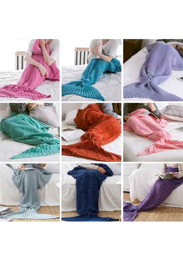 Sones Denizkızı Kuyruğu Battaniye Yetişkinler İçin Süper Yumuşak Uyku Örme Battaniyeler, Boyut: 140 X 70cm Pembe