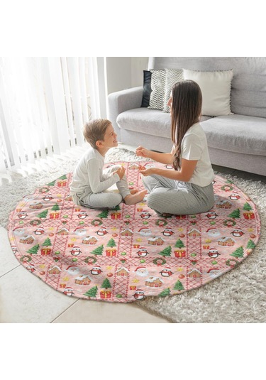 Noel Desenli 60 İnç Yuvarlak Flanel Battaniye, Yetişkin Ve Çocuk İçin, Yumuşak, Rahat Ve Hafif Noel Baba Noel Penguen