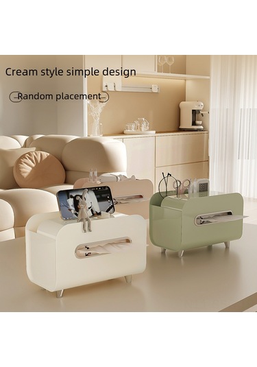Springsun Mutfak Ve Oturma Odası Kullanıma Uygun Çok Fonksiyonlu Tissue + Kumanda Tutucu Sakura Pembe Light Luxury Stil Masaüstü Organizer Kutusu