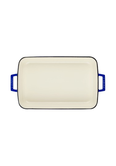 Lava Döküm Dikdörtgen Rosto Ve Fırın Tepsisi Ölçü 26x40cm. Döküm Demir Yekpare Çift Kulplu Edition Serisi - Mavi Mavi