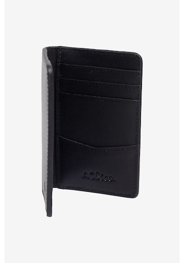 Erkek Sıyah Suni Deri Kartlık Siyah