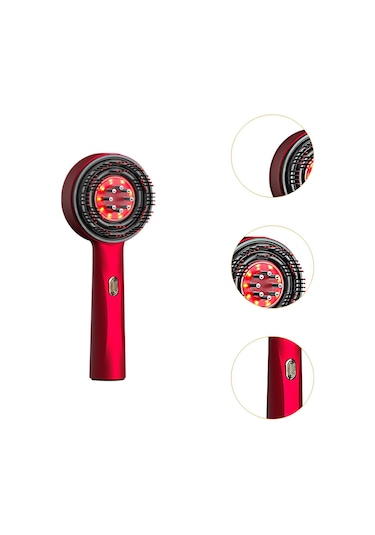 Suntek Akülü Elektrikli Masaj Saç Derisi Fırçası Kırmızı Saç Derisine Masaj Fırçası