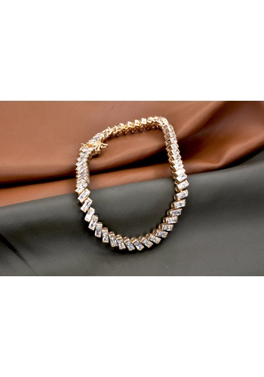 Gümüş Bileklik Baget Taşlı Rose