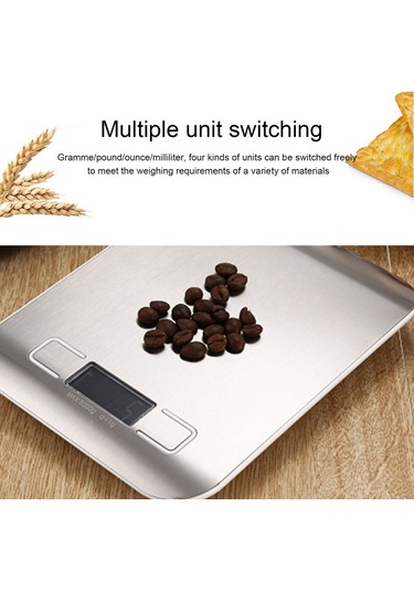 Xindoker Ev Elektronik Terazi Lm-011: 304 Paslanmaz Çelik Mutfak Terazisi, 5kg Hassas Ölçüm, Lcd Arka Işık Ekranı Gümüş