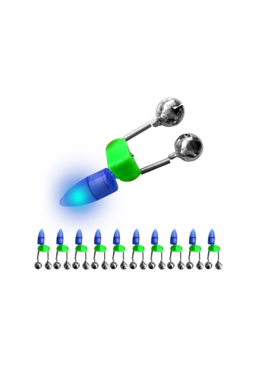 10 Adet Led Gece Olta Bite Bait Alarm Işık İkiz Çan Y20762bl Mavi Işık