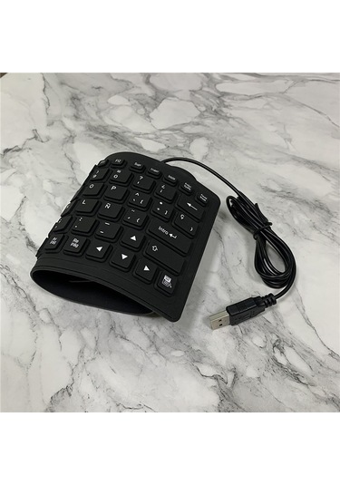 Yunboo 84 Tuşlu Usb Kablolu Su Geçirmez Katlanabilir Silikon Klavye - İspanyolca Siyah