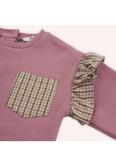 Kız Çocuk Fırfır Detaylı 2'li Eşofman Takım Gül Kurusu 2421gb17004-4849 001