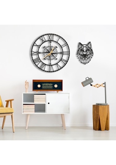 50X50 Dekoratif Duvar Saati + Tablo 35 Cm (482235163) Siyah