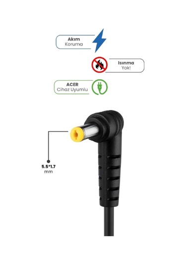 19v 4.74a 5.5 1.7mm 90w Acer İçin Laptop Adaptör