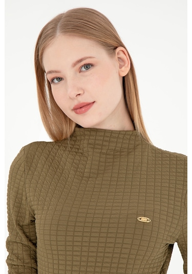 U.S. Polo Assn. Kadın Haki Dik Yaka Sweatshırt 50292421-VR027