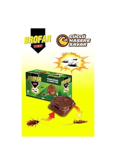 Hamam Böceği Ve Karınca Yemi 6'lı Brofar Böcek Yemi 6 Ay Etkili