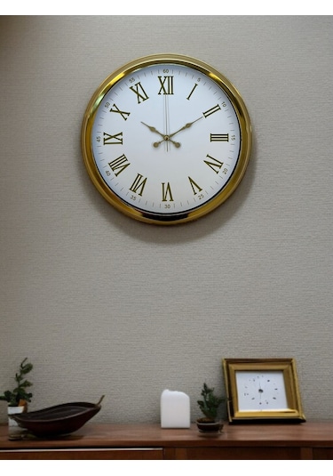 Royal White Gold 40 Cm Metal Duvar Saati Metal - Beyaz