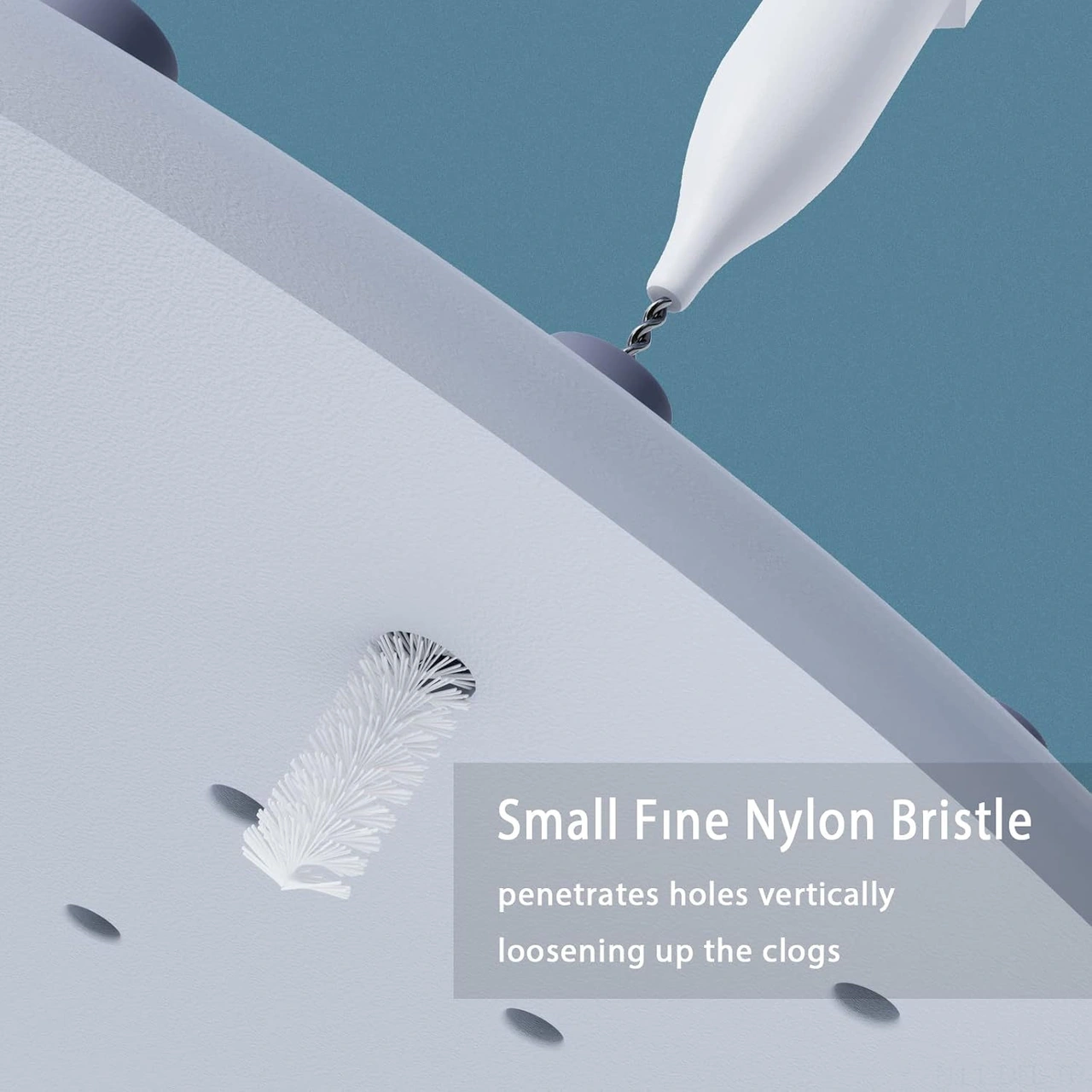 Dofolink Duş Başlığı Tıkanıklık Açıcı Seti - 20 Adet Nylon Fırça İle Delik Temizliği, Anti-kayma Kolu Ve Depolama Kutusu - Banyo Temizlik Aleti Beyaz