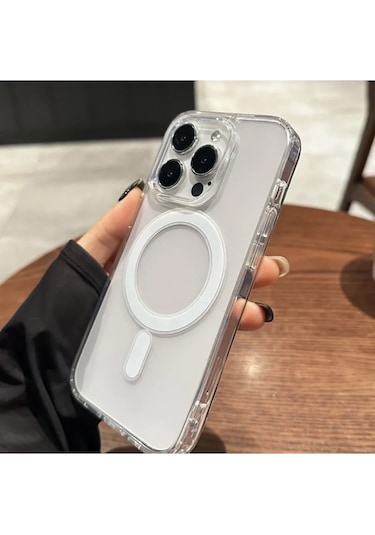 Apple Uyumlu iPhone 16 Pro Magsafe Kablosuz Şarj Destekli Şeffaf Kılıf