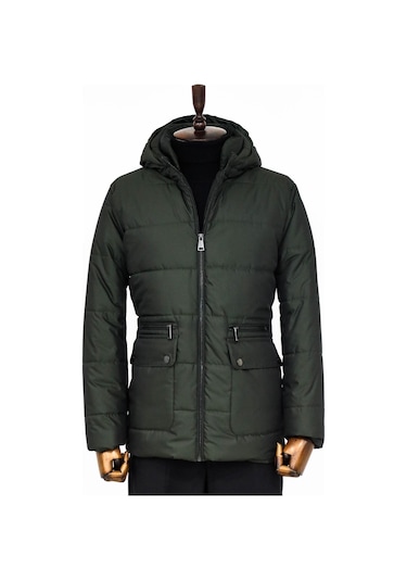 Wessi Slim Fit Kapüşonlu Yeşil Erkek Şişme Mont Yeşil