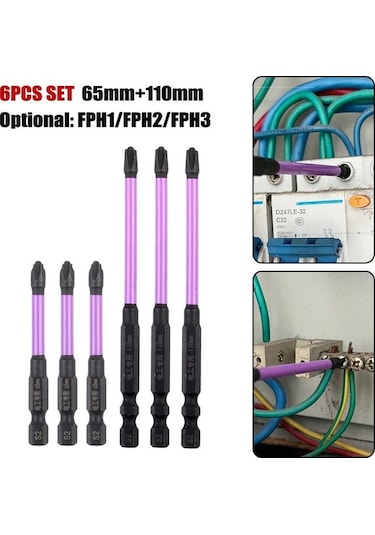 Pazly 6 Adet Tornavida Ucu Fph1 Fph2 Fph3, Dayanıklı El Aletleri, Elektrikçiler İçin, Siyah, Mavi, Mor, Turuncu