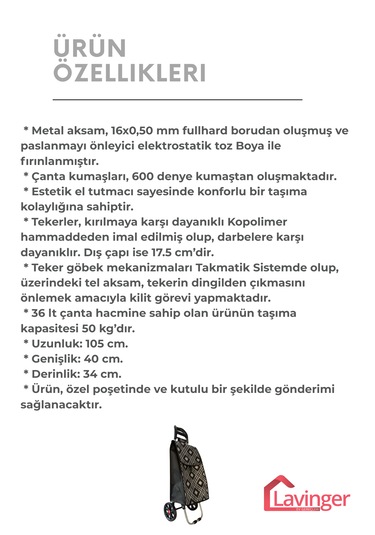 58a Pazar Arabası Plus Büyük Tekerli Siyah