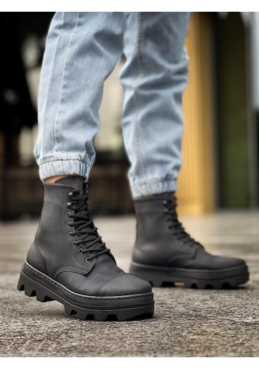 Knack Yüksek Taban Ayakkabı B-023 Siyah Siyah Taban Siyah Siyah Taban