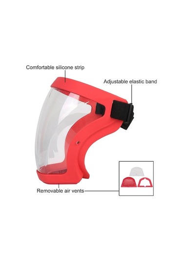 Springsun Kırmızı Güncellenmiş Tip Tam Güvenli Transparan Yüz Maskesi - Sprey, Toz Ve Çalışma/sürekli Kullanıma Dayanıklı
