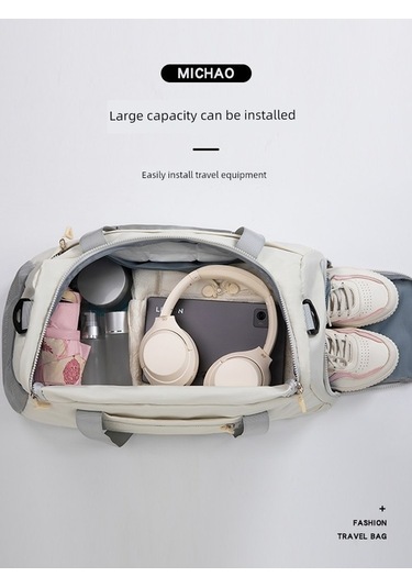 Carrier- Kadın Seyahat Spor Çantası - Yeşil Beyaz Büyük Boy -