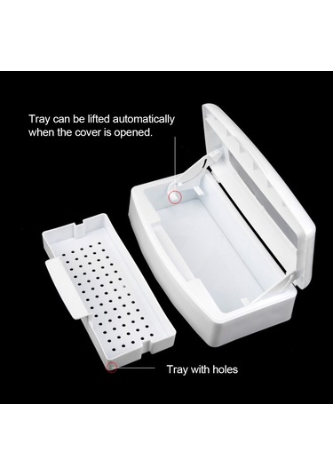 Tenfowee Pratik Tırnak Aleti Dezenfeksiyon Kutusu - Taşınabilir Ve Hafif Temizleme Kabı, Beyaz Kapaklı