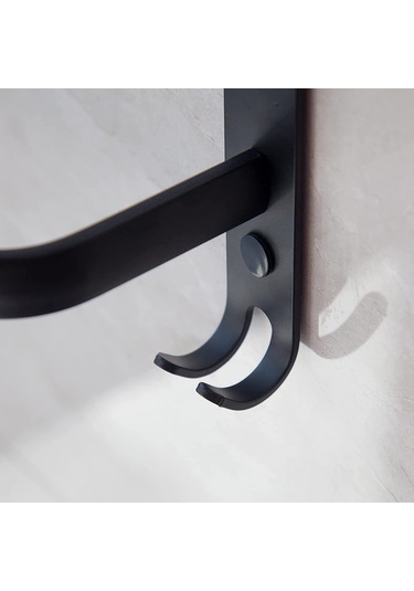 Reedark Banyo Duvar Takımı - Su Geçirmez Aluminyum 2 Çubuklu Havlu Asma - 40cm, 10kg Yük Taşıma, Rustsuz, Kuru Tutar - Duvar Montajlı, Evde Kullanıma Uygun Siyah