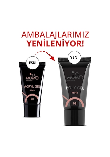 Momo Professional Protez Tırnak İçin Poly Gel Poli Jel No.08 Vizon 30 Gr