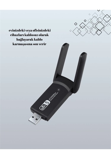 Tak-çalıştır Özellikli Çift Bant Wifi Adaptör - 1200 Mbps