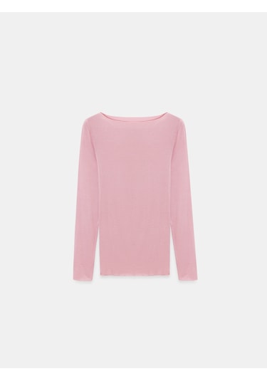 32122 Kayık Yaka Modal Kaşmir Ultra Hafif Bluz-gül Gül