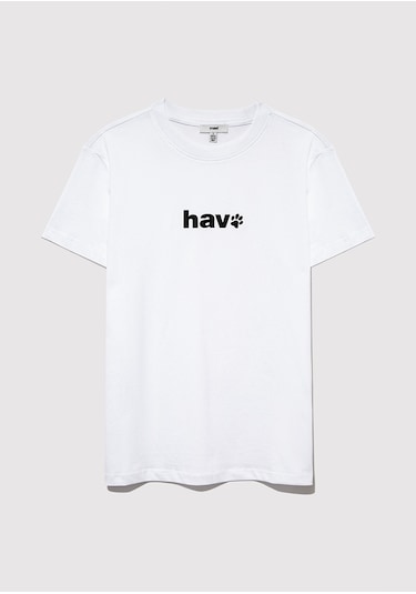 Mavi - Hav Baskılı Beyaz Tişört 1613288-620 Beyaz