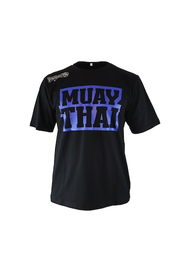 Dragondo Tx8521 Muaythai Tişört Mavi Basklı Muay Thai Tişörtü Siyah
