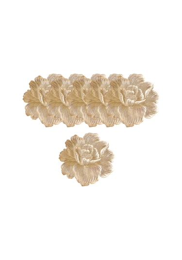 Suntek 6 Adet Çiçek Placemat Pvc Batı Tatil Tezgahı Mutfak Altın Altın