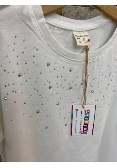 Aysbebe Tişört + Kapri Tayt Kız Çocuklar İçin Yazlık Takım Krem 1411-1544