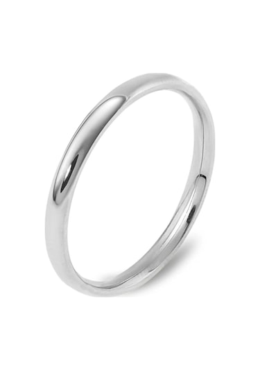 3mm İnce Bombeli Parlak Erkek Kadın Unisex Çelik Alyans Yüzük Cl27 Beyaz