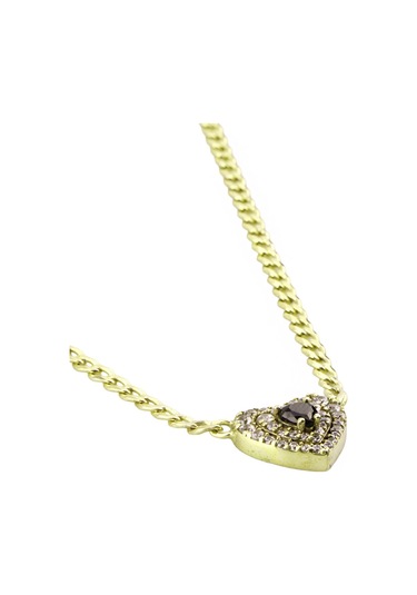 Masaliko Kalp Gümüş Kolye Ms3306, 925 Ayar Kadın Gümüş Kolye, Altın Kaplama Altın