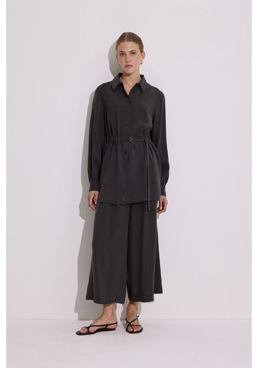 Modal Kemerli Gömlek Antrasit Antrasit
