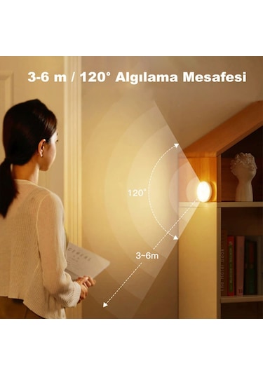 Dailylink Usb Şarjlı Gece Lambası Iki Renkli Pır Hareket Sensörlü