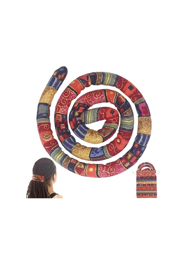 Dofolink Kırmızı Spiral Saç Bağı - Kıvrılabilir Külot Saç Teli - Etnik Stili Yüksek马尾 İçin - Saklama Çantası İle - Model 71770 Kırmızı