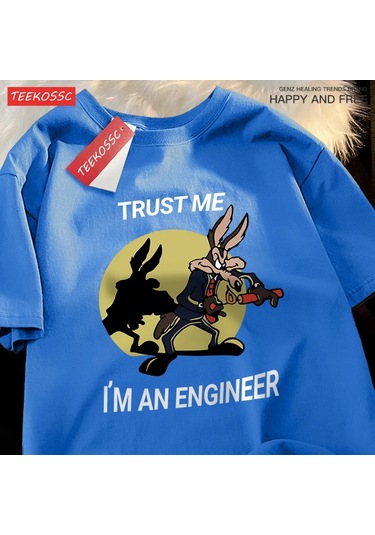 Teekossc Güven Bana Ben Bir Mühendis T-shirt - Erkek Kadın Hip Hop Gevşek Kısa Kollu Streetwearpembe Pembe