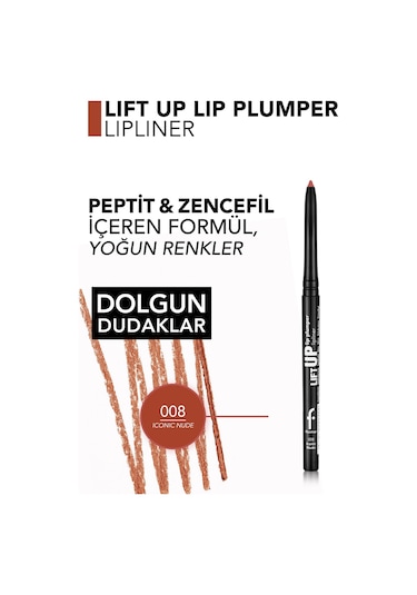 Flormar Lift Up Lip Plumper Lipliner Dolgunlaştırıcı Etkili & Uzun Süre Kalıcı Dudak Kalemi 008 Iconıc Nude