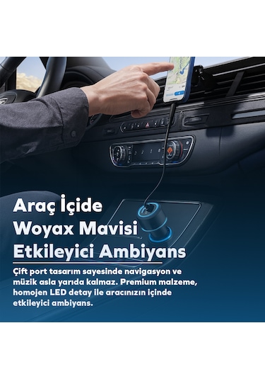 Woyax Araç Şarj Aleti Çakmaklık Type-c + Usb Girişli 38w 2 İn 1 Car Charger
